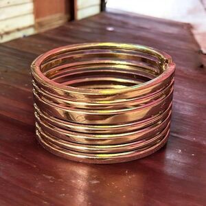 Elegant Noir Gold Tone Cage Bangle NWOT